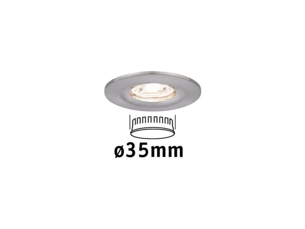 Paulmann 943.00, Innsunket spotlight, Ikke-utskiftbare pærer, 1 ampuller, LED, 2700 K, Børstet jern