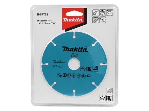 Makita - Skjæreplate - for polyvinylklorid (PVC), gipsplate, glass fiber reinforced plastic, fiber cement boards - 125 mm