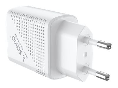 SAVIO LA-04 - Strømadapter - 18 watt - 3.6 A - PD 3.0, QC 3.0 - 2 utgangskontakter (USB, USB-C) - hvit