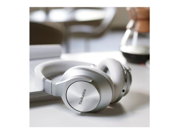 Technics EAH-A800E - Hodetelefoner med mikrofon - full størrelse - Bluetooth - trådløs, kablet - aktiv støydemping - 3,5 mm jakk - sølv