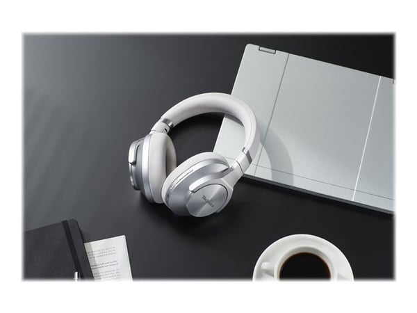 Technics EAH-A800E - Hodetelefoner med mikrofon - full størrelse - Bluetooth - trådløs, kablet - aktiv støydemping - 3,5 mm jakk - sølv