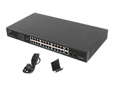 Lanberg RSFE-24P-2C-360 - Switch - ikke-styrt - 24 x 10/100 (PoE+) + 2 x Gigabit SFP (opplink) + 2 x 1000Base-LX/SX - rackmonterbar - PoE+ (360 W)
