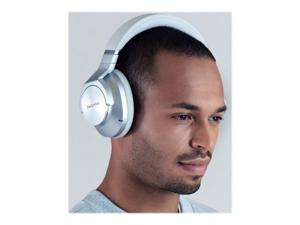 Technics EAH-A800E - Hodetelefoner med mikrofon - full størrelse - Bluetooth - trådløs, kablet - aktiv støydemping - 3,5 mm jakk - sølv