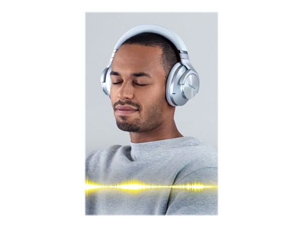 Technics EAH-A800E - Hodetelefoner med mikrofon - full størrelse - Bluetooth - trådløs, kablet - aktiv støydemping - 3,5 mm jakk - sølv