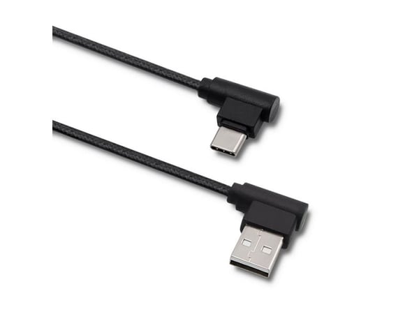 Qoltec - USB-kabel - USB-C (hann) vinklet til USB (hann) vinklet - USB 2.0 - 1 m - svart