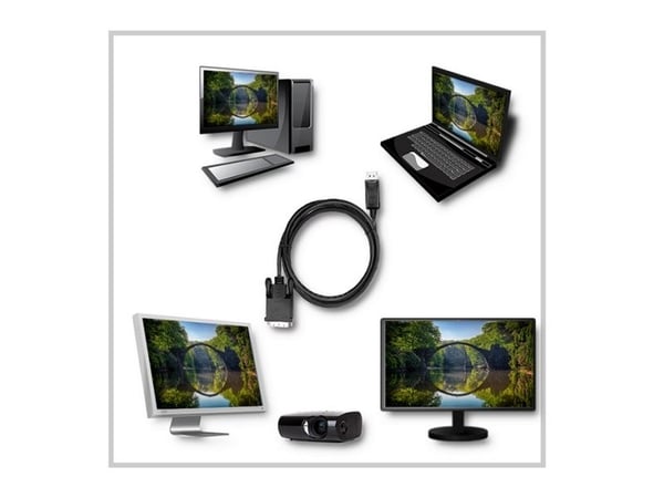Qoltec - Adapterkabel - DisplayPort (hann) låst til DVI-D (hann) - 1.8 m - tommelskruer - svart