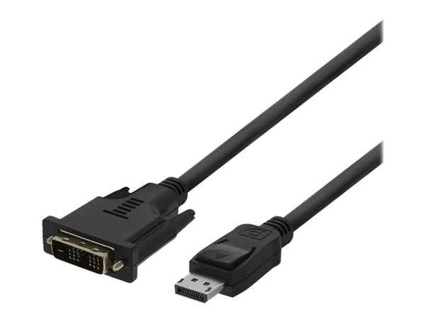 DELTACO - Adapterkabel - enkel länk - DisplayPort (hane) till DVI-D (hane) - 3 m - tumskruvar, 1080p stöd 60 Hz - svart