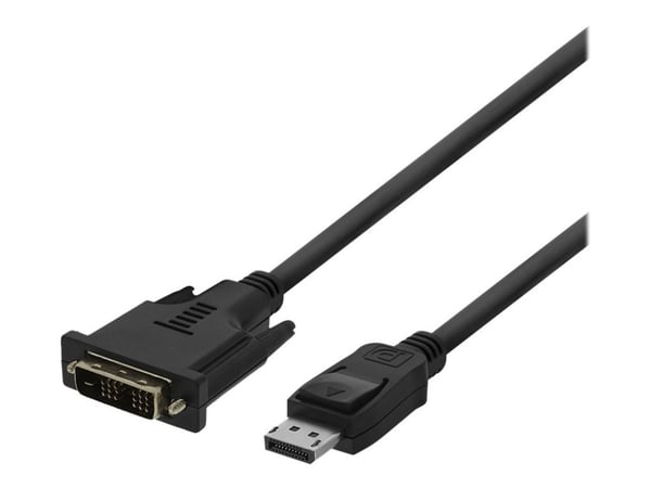 DELTACO - Adapterkabel - DisplayPort (hann) låst til DVI-D (hann) gjenget - 1 m - 1080p støtte 60 Hz - svart