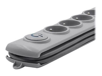 Qoltec - Strømstødsbeskytter - AC 230 V - 3680 Watt - output-stikforbindelser: 5 - 1.8 m ledning - Frankrig - grå