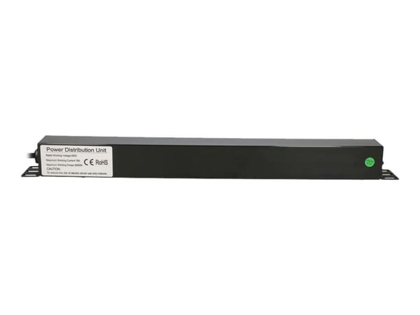 Extralink EXPDU7EU SW - Strømfordelingslist (kan monteres i rack) - utgangskontakter: 7 - 1U - 19" - 2 m kabel - Europa - svart