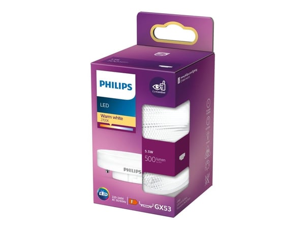 Philips Spotti, 5,5 W, GX53, 500 lm, 15000 h, Lämmin valkoinen