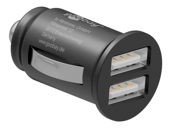 goobay Dual USB - Bilstrømadapter - 24 Watt - 4,8 A - 2 utgangskontakter (USB) - svart