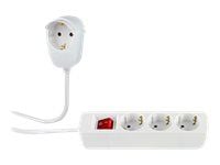 REV Powersplit - pistorasia - AC 230 V - 3500 Watt - lähtöliittimet: 4 (4 x Europlug) - 5 m johto - valkoinen - valkoinen