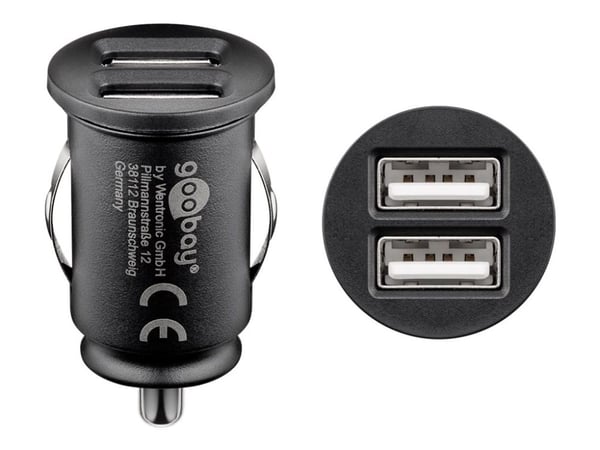 goobay Dual USB - Bilstrømadapter - 24 Watt - 4,8 A - 2 utgangskontakter (USB) - svart