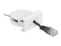 Delock - Koblingskabel - RJ-45 (hann) til RJ-45 (hann) - 50 cm - SF/UTP - CAT 5e - formstøpt, tilbaketrekkbar, flat - svart, hvit, RAL 9003
