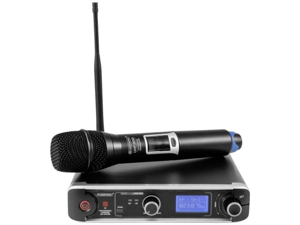 Omnitronic 13063300, Håndholdt mikrofon, 60 m, Rack-monteringsmottaker, Metall, 50 - 18000 Hz, 823 - 832 MHz