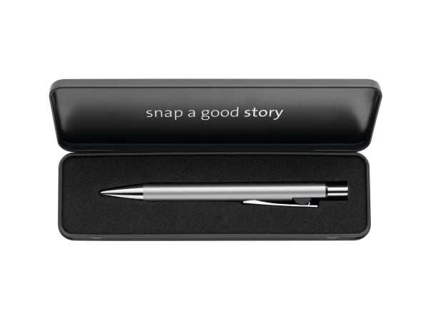 Pelikan Kugelschreiber Snap Metalic K10 Silber im Etui, Klips, Uttrykkbar kulepenn med hengefeste, Blå, 1 stykker, Medium