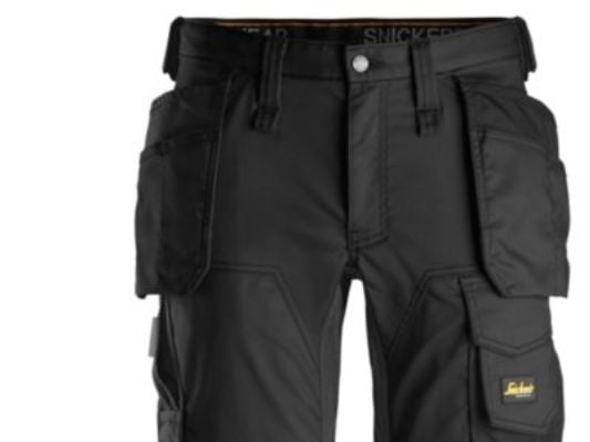 SNICKERS WORKWEAR 6141 AllroundWork, stretch shorts med hylsterlommer, sort, størrelse 56