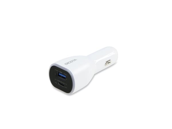 DICOTA Universal PRO - Bilstrømadapter - 100 watt - 5 A - QC 3.0 - 2 utgangskontakter (USB-type A, USB-C) - på kabel: USB-C - hvit