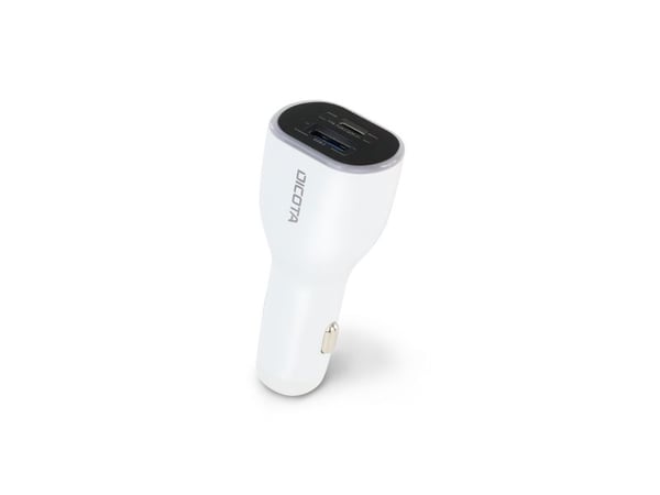 DICOTA Universal PRO - Bilstrømadapter - 100 watt - 5 A - QC 3.0 - 2 utgangskontakter (USB-type A, USB-C) - på kabel: USB-C - hvit