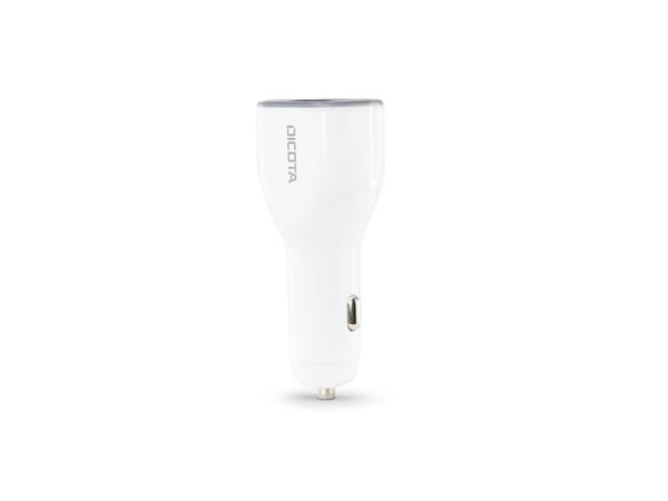 DICOTA Universal PRO - Bilstrømadapter - 100 watt - 5 A - QC 3.0 - 2 utgangskontakter (USB-type A, USB-C) - på kabel: USB-C - hvit