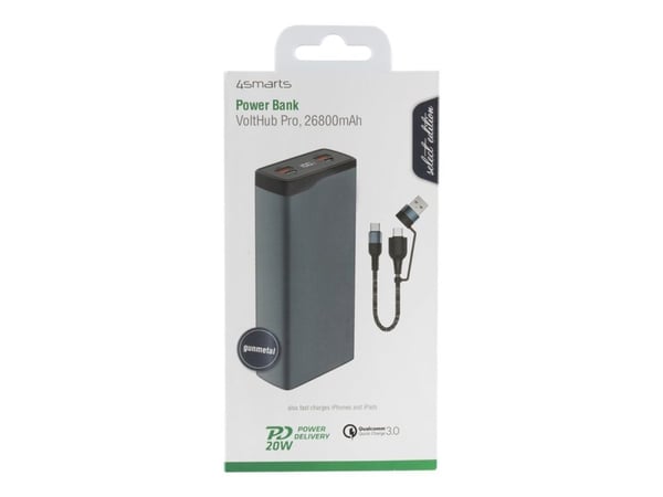 4smarts VoltHub Pro - Select Edition - strømbank - 26800 mAh - 99.16 Wh - 22.5 watt - 5 A - QC 3.0, Huawei Fast Charge, SCP, PD 2.0, PD 3.0, QC 2.0...