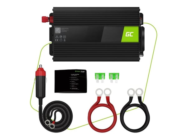 Green Cell INV03DE - DC til AC inverter - DC 12 V - 500 Watt - Europa - sort