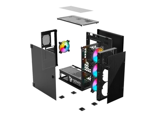 SAVIO Prime X1 ARGB - Mid tower - utvidet ATX (E-ATX) - sidepanel med vindu (herdet glass) - ingen strømforsyning - USB/lyd