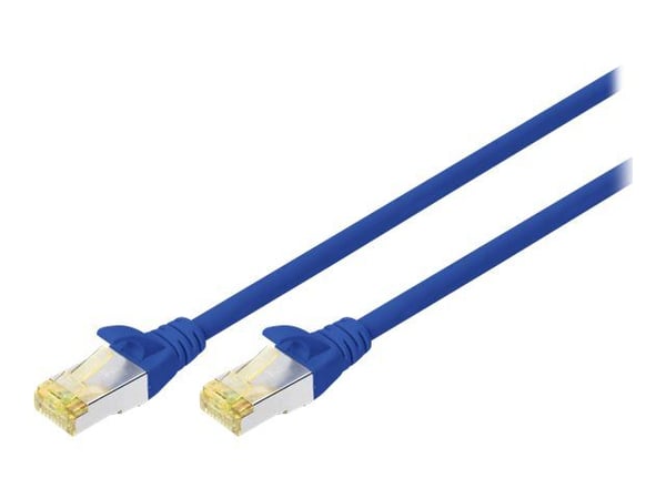 DIGITUS - Koblingskabel - RJ-45 (hann) til RJ-45 (hann) - 1 m - S/FTP - CAT 6a - halogenfri, formstøpt, uten hindringer - blå (en pakke 10)