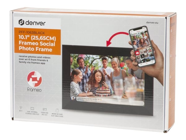 DENVER FRAMEO PFF-1063BLACK - Digital fotoramme - 16 GB - 10.1" - 1920 x 1080 - svart