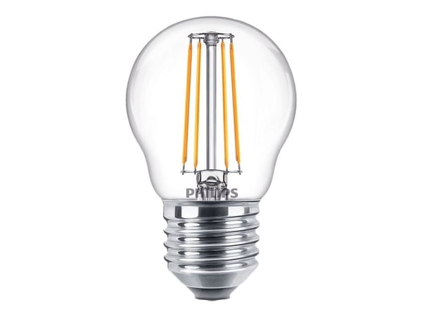 Philips - LED-filamentlyspære - form: P45 - klar finish - E27 - 4.3 W (ekvivalent 40 W) - klasse F - varmt hvitt lys - 2700 K (en pakke 2)