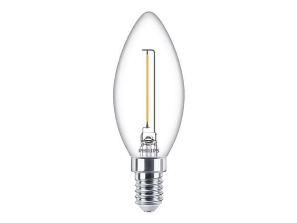 Philips - LED-filamentlyspære - form: B35 - klar finish - E14 - 1.4 W (ekvivalent 15 W) - klasse F - varmt hvitt lys - 2700 K