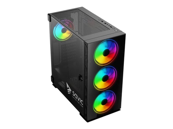 SAVIO Prime X1 ARGB - Mid tower - utvidet ATX (E-ATX) - sidepanel med vindu (herdet glass) - ingen strømforsyning - USB/lyd