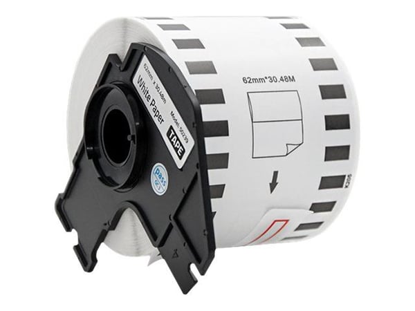 Qoltec - Hvit - Roll (6.2 cm x 30.48 m) 1 kassett(er) merketape - for Brother QL-1050, QL-500, QL-550, QL-560, QL-570, QL-600, QL-650, QL-710, QL-7...