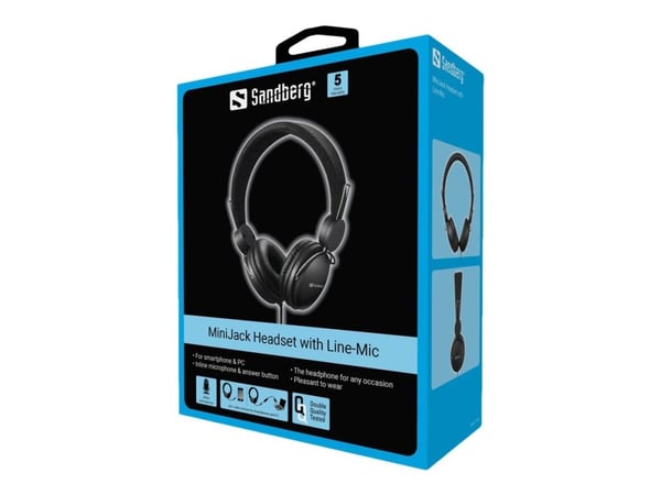 Sandberg MiniJack Headset with Line-Mic - Hodetelefoner med mikrofon - on-ear - kablet - 3,5 mm jakk