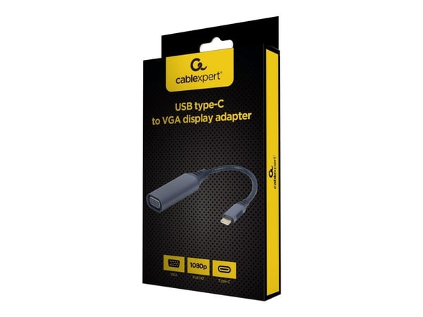 Gembird A-USB3C-VGA-01, 0,15 m, USB Type-C, VGA (D-Sub), Uros, Naaras, Suora
