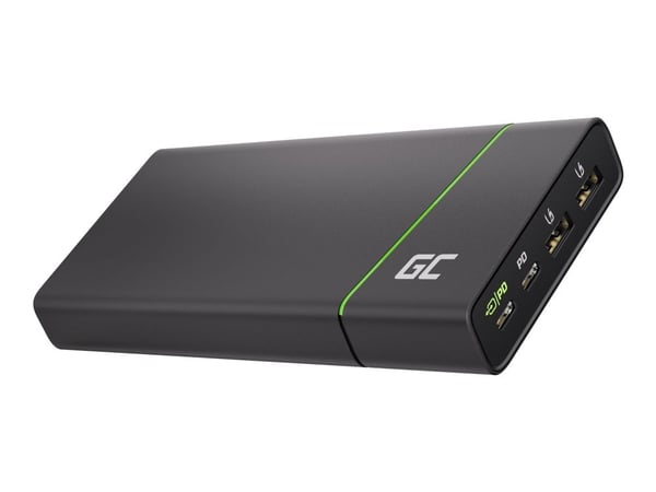 Green Cell PowerPlay 10S - Strømbank - 10000 mAh - 18 watt - PD, GC Ultra Charge - 3 utgangskontakter (2 x USB, USB-C) - svart