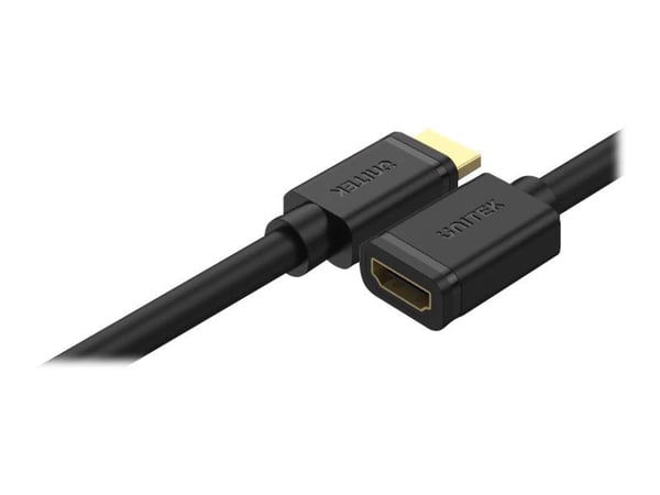 Unitek Y-C166K - High Speed - HDMI-forlengelseskabel med Ethernet - HDMI hann til HDMI hunn - 3 m - trippel beskyttelse - svart - flertrådet, 4K 60...
