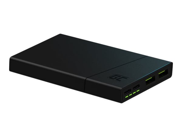 Green Cell PowerPlay 10S - Strømbank - 10000 mAh - 18 watt - PD, GC Ultra Charge - 3 utgangskontakter (2 x USB, USB-C) - svart