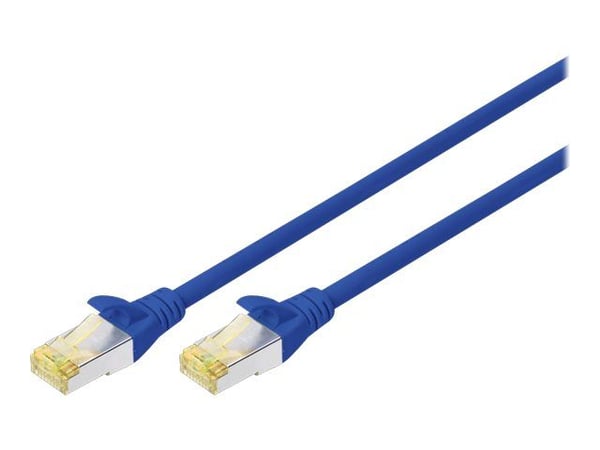 DIGITUS - Koblingskabel - RJ-45 (hann) til RJ-45 (hann) - 2 m - SFTP - CAT 6a - halogenfri, formstøpt, uten hindringer - blå (en pakke 10)