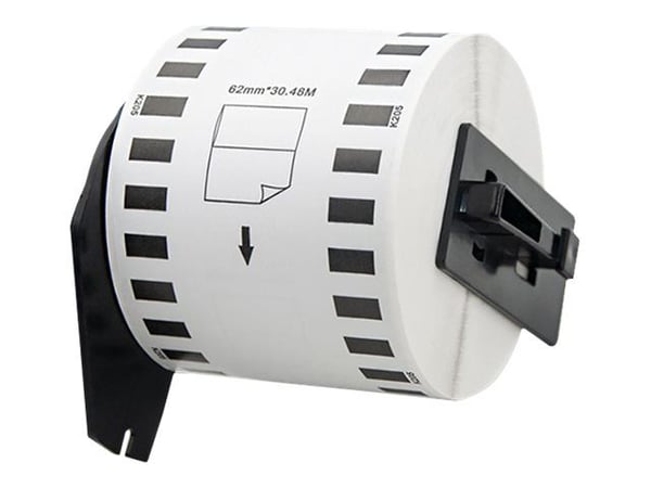 Qoltec - Hvit - Roll (6.2 cm x 30.48 m) 1 kassett(er) merketape - for Brother QL-1050, QL-500, QL-550, QL-560, QL-570, QL-600, QL-650, QL-710, QL-7...