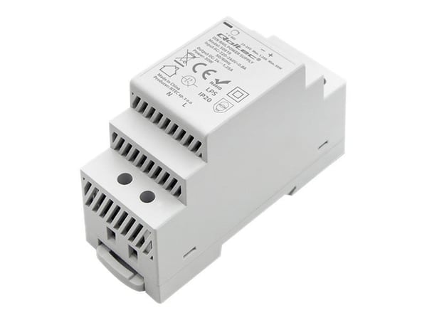 Qoltec - Strømforsyning (DIN-skinnemonterbar) - AC 220-240 V - 30 watt - grå