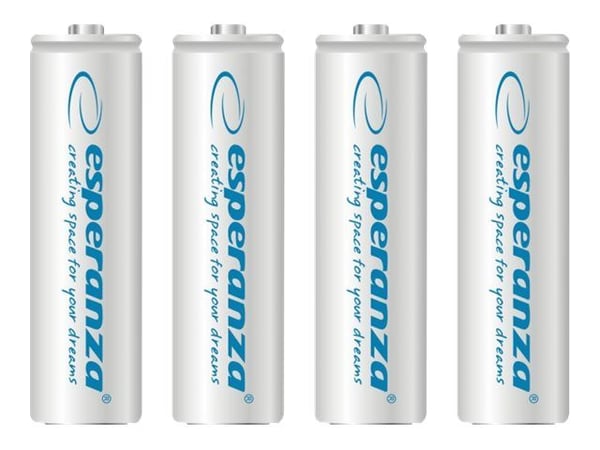 Esperanza - Batteri 4 x AA-typ - NiMH - 2000 mAh - vit