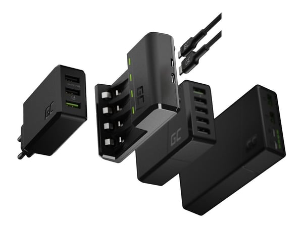 Green Cell VitalCharger - Batterilader - 4 x batterier lader - 0.5 watt - svart - med 2 x AA NiMH 2000 mAh rechargeable batteries and 2 x AAA NiMH ...