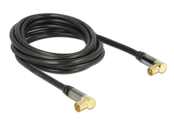 Delock - Antennekabel - IEC-kobling hann til IEC-kobling hunn - 3 m - 85 dB - svart - rettvinklet kontakt