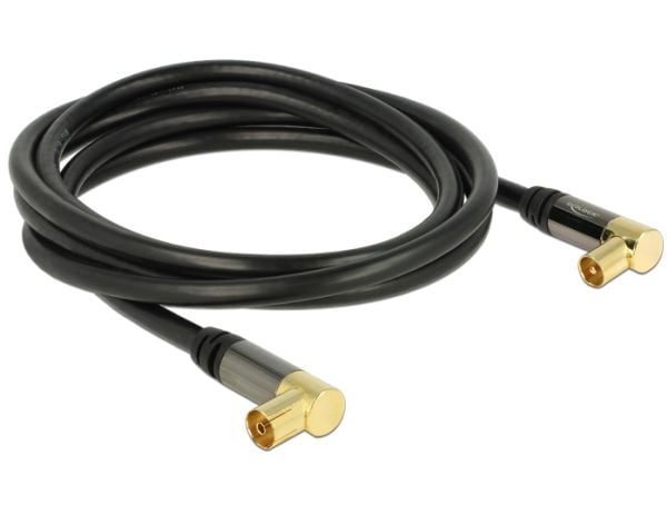 Delock - Antennikaapeli - UHF-liitin naaras UHF-liitin uros - 2 m - koaksiaalinen - musta - kulmaliitin