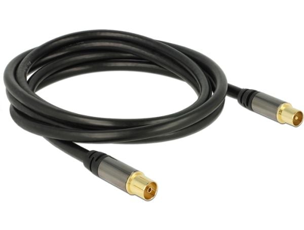Delock - Antennekabel - UHF-kontakt hunn til UHF-kontakt hann - 2 m - koaksial - svart