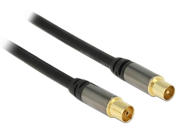 Delock - Antennekabel - UHF-kontakt hunn til UHF-kontakt hann - 2 m - koaksial - svart