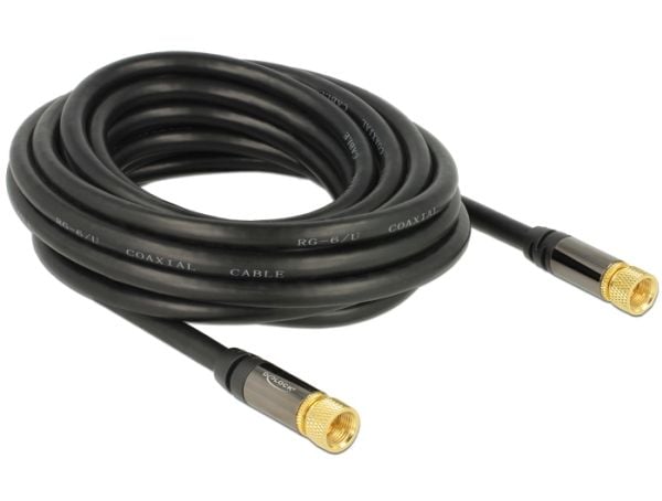 Delock - RF-kabel - F-kopling hann til F-kopling hann - 5 m - 85 dB - svart