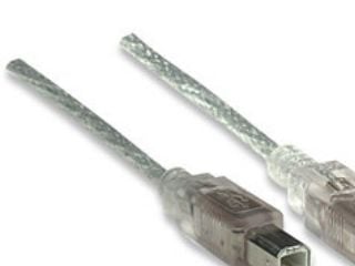 Manhattan 345408, 5 m, USB A, USB B, USB 2.0, Hankjønn/hankjønn, Sølv